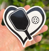Pickleball Heart Vinyl Decal - Pickle Ball Bumper Sticker