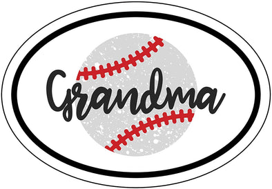Oval Baseball Grandma Decal - Grandparent Bumper Sticker