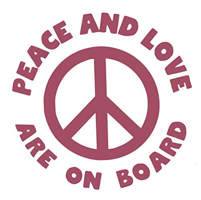 Custom Vinyl Peace and Love on Board Decal - Baby on Board Bumper Sticker - for Tumblers, Laptops, Car Windows - Choose Color and Size-WickedGoodz