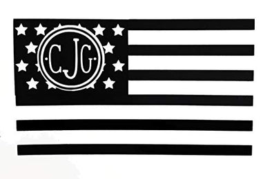 Custom Initial Monogram Decal American Flag Decal Design-WickedGoodz