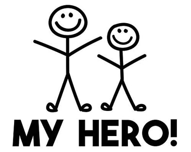 Custom My Hero Dad Vinyl Decal - Family Bumper Sticker, for Tumblers Coolers, Laptops, Car Windows - Gifts For Dads-WickedGoodz