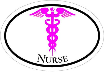 WickedGoodz Oval Nurse Caduceus Vinyl Window Decal - RN Bumper Sticker - Perfect Registered Nurse Pinning Graduate Gift-WickedGoodz
