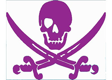 WickedGoodz Purple Pirate Skull & Swords Vinyl Window Decal Transfer - Beach Bumper Stickers - Perfect Ocean Vacation Souvenir Gift-WickedGoodz