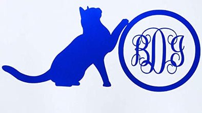 Monogram Cat Vinyl Decal Initial Sticker-WickedGoodz
