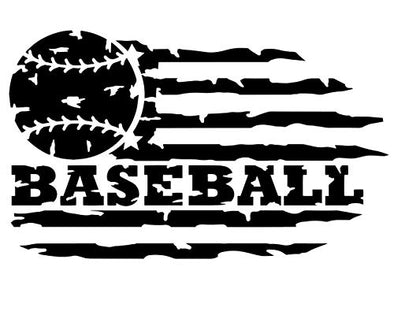 Custom Vinyl Distressed Flag Baseball Decal-WickedGoodz