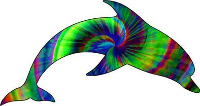 WickedGoodz Tie Dye Dolphin Vinyl Decal - Beach Bumper Sticker - Perfect Beach and Ocean Lover Gift-WickedGoodz