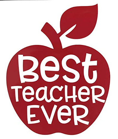 Teacher Vinyl Decal - Teacher Apple Decal, Best Teacher Ever, Teacher Apple Sticker, Teacher Appreciation Gift-WickedGoodz