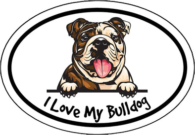 Oval I Love My Bulldog Magnet - Full Color Dog Magnetic Car Decal