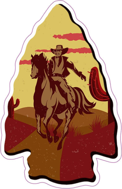 Cowboy Arrowhead Vinyl Decal - Western Bumper Sticker