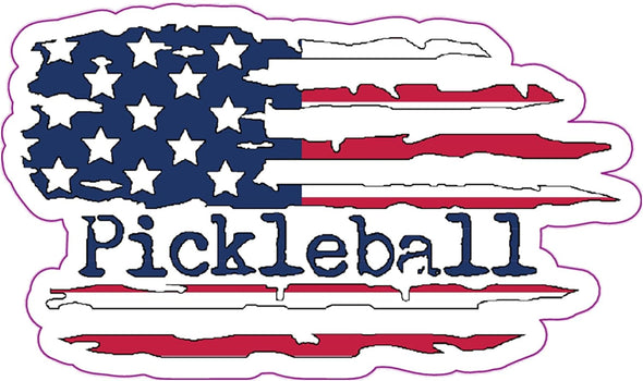 Pickleball American Flag Vinyl Decal - Patriotic Pickleball Bumper Sticker