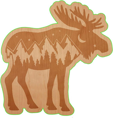 Moose Wilderness Wooden Sticker - Wood Wilderness Decal