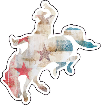 Cowboy Distressed Flag Vinyl Decal - Western Bumper Sticker