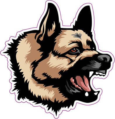 Barking German Shepherd Vinyl Decal - Dog Breed Bumper Sticker