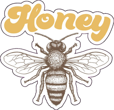 Retro Honey Bee Vinyl Decal - Bee Bumper Sticker