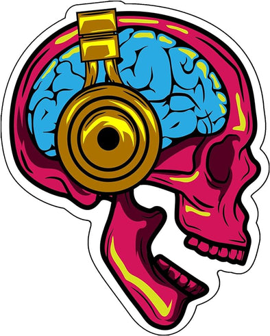 Skull Headphones Vinyl Decal - Music Bumper Sticker