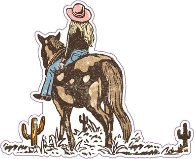 Cowgirl Desert Vinyl Decal - Western Bumper Sticker
