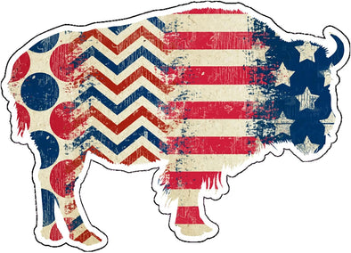 American Flag Buffalo Vinyl Decal - Western Bumper Sticker