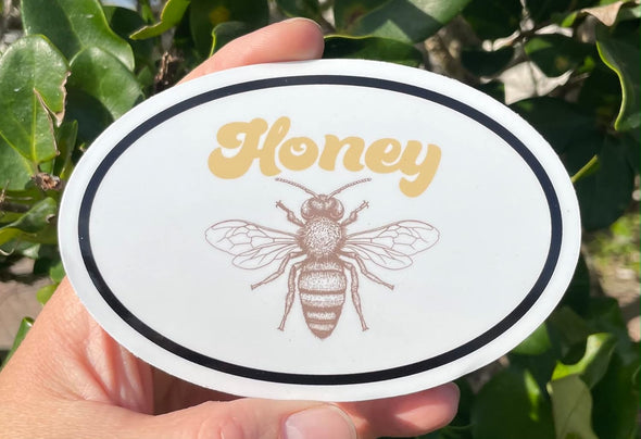 Retro Honey Bee Vinyl Decal - Bee Bumper Sticker