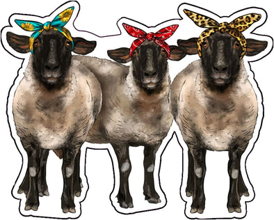 Bandanna Sheep Vinyl Decal - Western Ewe Bumper Sticker