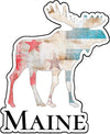 Maine Moose Distressed Flag Vinyl Decal - Maine Bumper Sticker