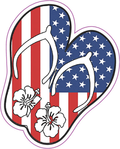 Flip Flop American Flag Vinyl Decal - Patriotic Bumper Sticker