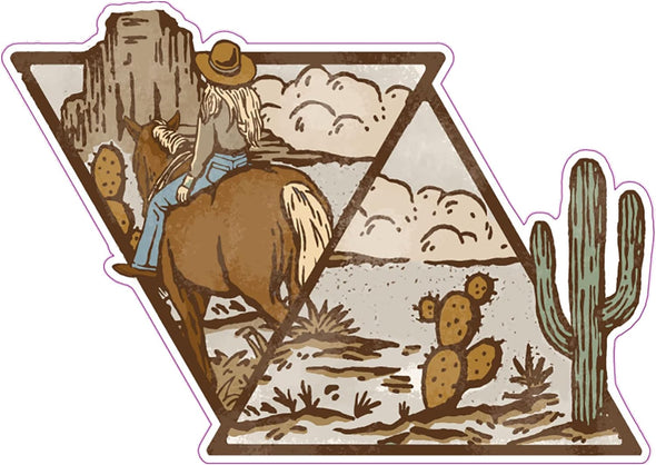 Western Cowgirl Vinyl Decal - Southwestern Bumper Sticker