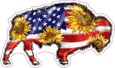 Buffalo American Flag Vinyl Decal - Western Bumper Sticker
