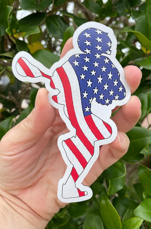 Lacrosse Player Magnet - Lax American Flag