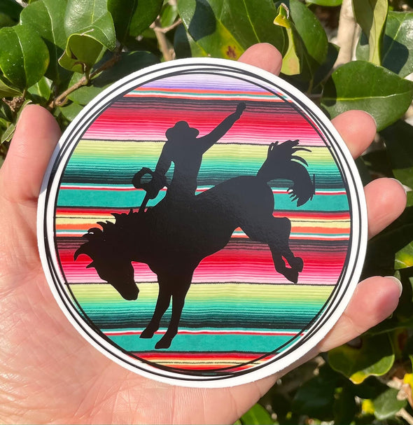 Serape Cowboy Vinyl Decal - Western Bumper Sticker