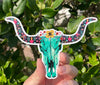 Floral Bull Skull Vinyl Decal - Western Bumper Sticker