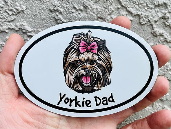 Oval Yorkie Dad Magnet - Dog Breed Magnet