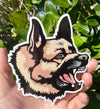 Barking German Shepherd Vinyl Decal - Dog Breed Bumper Sticker