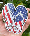 Flip Flop Hibiscus Magnet - American Flag Beach Sandal Magnet