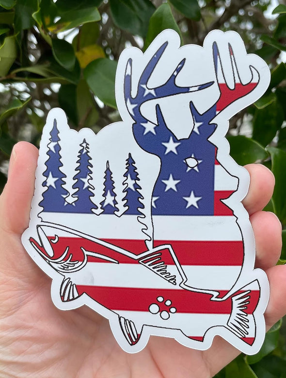 Deer Trout Wilderness Magnet - American Flag Sportsman Magnet