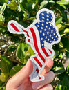 American Flag Lacrosse Vinyl Decal - Patriotic LAX Bumper Sticker