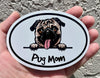 Oval Smiling Pug Mom Magnet - Dog Breed Magnetic Car Decal