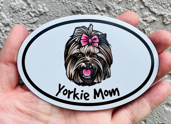 Oval Yorkie Mom Magnet - Dog Breed Magnet