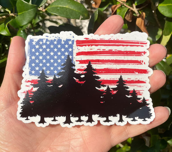 Forrest American Flag Vinyl Decal - Patriotic Bumper Sticker