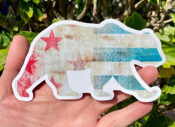 Bear Distressed Flag Vinyl Decal - Wilderness Bumper Sticker
