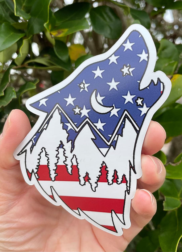 Wolf Wilderness Magnet - American Flag Mountain Magnet