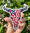 American Flag Cow Skull Magnet - Patriotic Western Magnetic