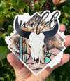 Wild Cow Skull Vinyl Decal - Western Bumper Sticker