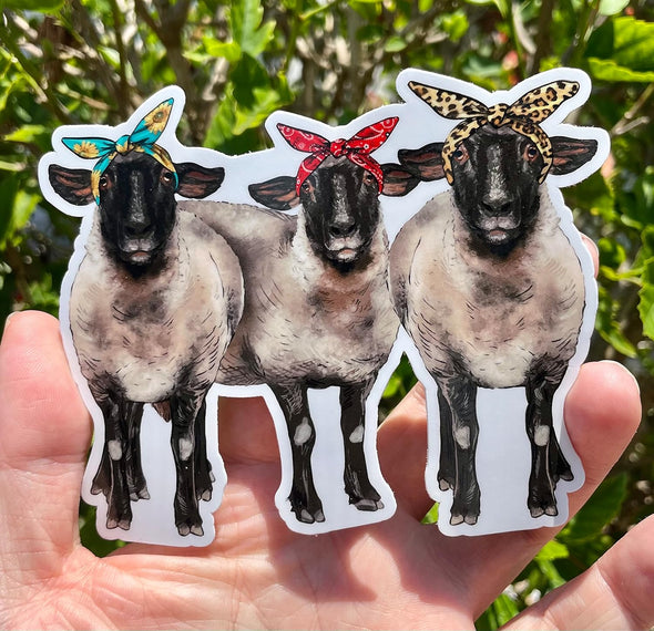 Bandanna Sheep Vinyl Decal - Western Ewe Bumper Sticker