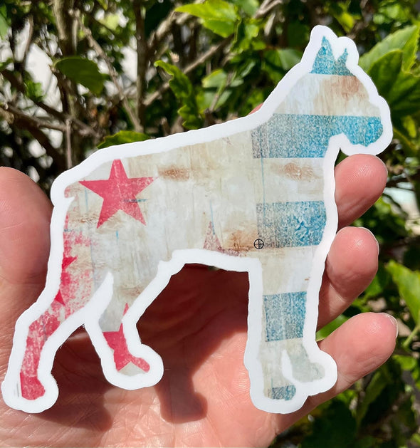 Boxer Distressed Flag Vinyl Decal - Dog Breed Bumper Sticker
