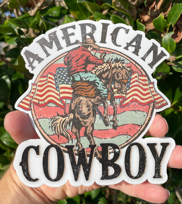 American Cowboy Vinyl Decal - Western Bumper Sticker