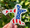 Baseball Catcher American Flag Vinyl Decal - Patriotic Baseball Bumper Sticker