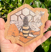 Retro Honey Bee Wood Sticker - Wooden Bee Decal