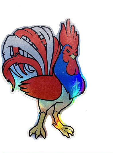 Puerto Rican Rooster Holographic Vinyl Decal - Chicken Bumper Sticker