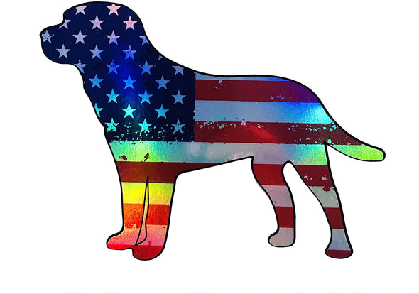 American Flag Labrador Retriever Holographic Vinyl Decal