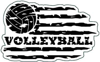 Distressed American Flag Volleyball Decal - Sports Bumper Sticker